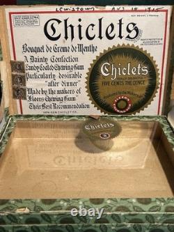 Antique Chiclets Candy Chewing Gum Country Store Display Box Glass Fleer Pepsin Antique Chiclets Candy Chewing Gum Country Store Display Box Glass Fleer Pepsin