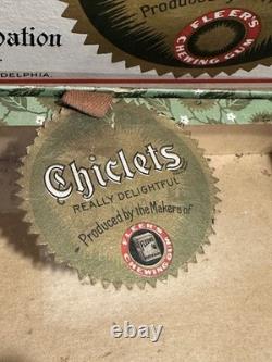Antique Chiclets Candy Chewing Gum Country Store Display Box Glass Fleer Pepsin Antique Chiclets Candy Chewing Gum Country Store Display Box Glass Fleer Pepsin