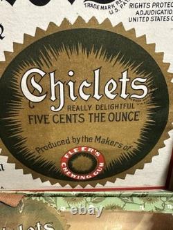 Antique Chiclets Candy Chewing Gum Country Store Display Box Glass Fleer Pepsin Antique Chiclets Candy Chewing Gum Country Store Display Box Glass Fleer Pepsin