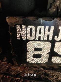 Antique Chip Glass Sign 856 NOAH J WILLIAMS Salesman Sample Scalloped Edge