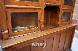 Antique Cigar Store Display Cabinet Apothecary Oak Wood and Glass Doors Brass