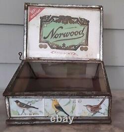 Antique Cigar Store Tin & Glass Counter Display Case with Norwood Cigar Ad