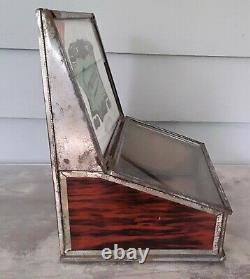 Antique Cigar Store Tin & Glass Counter Display Case with Norwood Cigar Ad