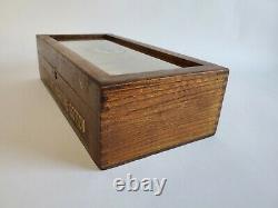 Antique Clarks Store Display Wood Glass Box O. N. T. Marking Cotton EXCELLENT