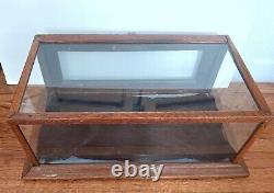Antique Countertop Display Case Oak Wood Store Glass Watch Jewelry