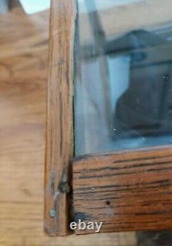 Antique Countertop Display Case Oak Wood Store Glass Watch Jewelry