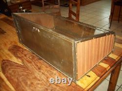 Antique Curved Glass, Brass & Wood Mercantile Store Display Case Displays Well