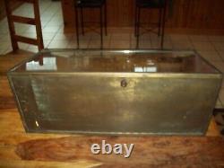 Antique Curved Glass, Brass & Wood Mercantile Store Display Case Displays Well