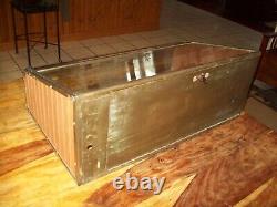 Antique Curved Glass, Brass & Wood Mercantile Store Display Case Displays Well