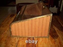 Antique Curved Glass, Brass & Wood Mercantile Store Display Case Displays Well