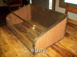 Antique Curved Glass, Brass & Wood Mercantile Store Display Case Displays Well