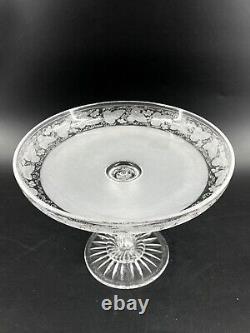 Antique Cut Glass Pedestal Cake Stand Plate Store Display Etched Ivy England