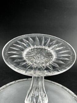 Antique Cut Glass Pedestal Cake Stand Plate Store Display Etched Ivy England