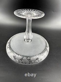 Antique Cut Glass Pedestal Cake Stand Plate Store Display Etched Ivy England