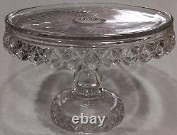 Antique Cut Glass Pedestal Cake Stand Plate Store Display Waterford Beautiful
