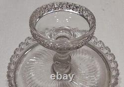 Antique Cut Glass Pedestal Cake Stand Plate Store Display Waterford Beautiful
