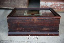 Antique Drug Store Countertop Glass Display Case Wood Apothecary Cabinet Vintage