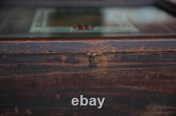 Antique Drug Store Countertop Glass Display Case Wood Apothecary Cabinet Vintage