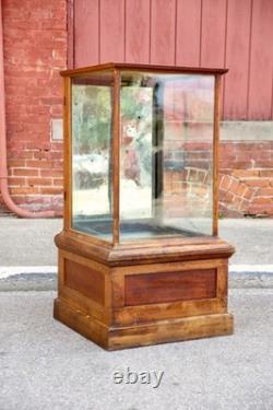 Antique Drug Store Showcase Oak Glass Display Case Trophy Bookcase Cabinet VTG