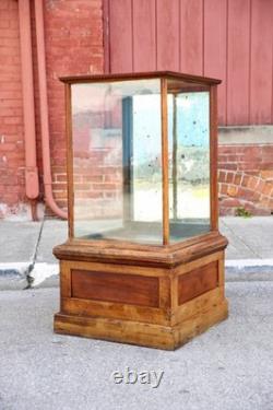 Antique Drug Store Showcase Oak Glass Display Case Trophy Bookcase Cabinet VTG