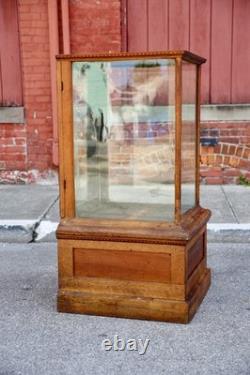 Antique Drug Store Showcase Oak Glass Display Case Trophy Bookcase Cabinet VTG