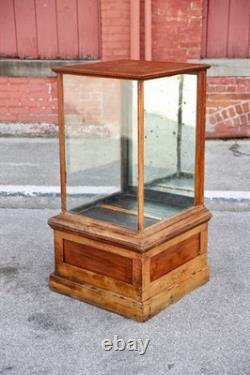 Antique Drug Store Showcase Oak Glass Display Case Trophy Bookcase Cabinet VTG