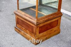 Antique Drug Store Showcase Oak Glass Display Case Trophy Bookcase Cabinet VTG