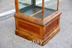 Antique Drug Store Showcase Oak Glass Display Case Trophy Bookcase Cabinet VTG