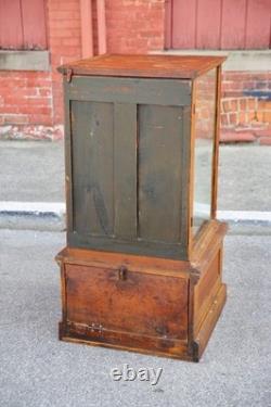 Antique Drug Store Showcase Oak Glass Display Case Trophy Bookcase Cabinet VTG