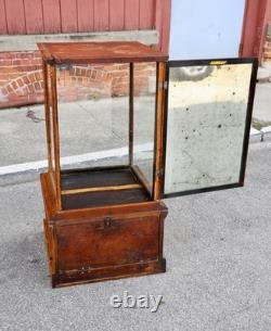 Antique Drug Store Showcase Oak Glass Display Case Trophy Bookcase Cabinet VTG