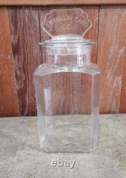Antique Franklin Caro Co Store Candy/Gum Glass Jar & Lid