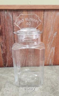 Antique Franklin Caro Co Store Candy/Gum Glass Jar & Lid