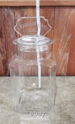 Antique Franklin Caro Co Store Candy/Gum Glass Jar & Lid