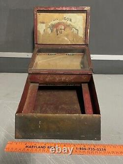 Antique General Store Cigar Tin And Glass Display Box