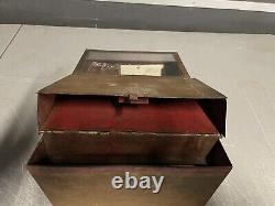 Antique General Store Cigar Tin And Glass Display Box