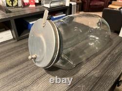 Antique General Store Glass Candy / COOKIE Apothecary Display Jar W TIN COVER