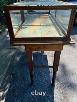 Antique General Store Oak & Glass Mirrored Display Case Cabinet Showcase 70