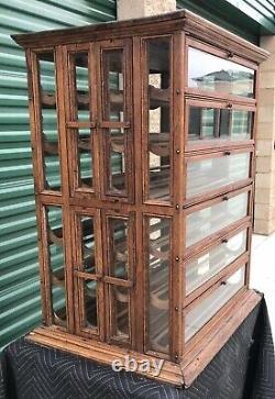 Antique General Store Oak & Glass Ribbon Cabinet Showcase Display Russel & Sons