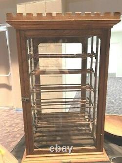 Antique General Store Showcase Ribbon Spool Sewing Cabinet Glass Display Case