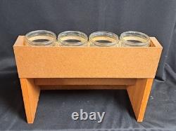 Antique Gillihams Candy Stick Glass Holder Jars In Wood Store Display Rare