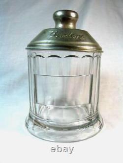 Antique Heavy Glass BORDEN'S MALTED MILK SODA FOUNTAIN JAR & EMBOSSED METAL LID