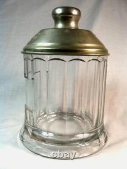 Antique Heavy Glass BORDEN'S MALTED MILK SODA FOUNTAIN JAR & EMBOSSED METAL LID