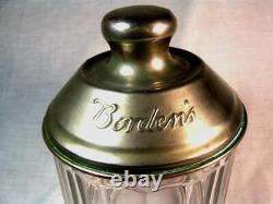 Antique Heavy Glass BORDEN'S MALTED MILK SODA FOUNTAIN JAR & EMBOSSED METAL LID