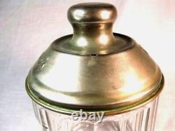 Antique Heavy Glass BORDEN'S MALTED MILK SODA FOUNTAIN JAR & EMBOSSED METAL LID