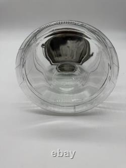 Antique Hoosier Glass Banded Barrel Shape Pickle Jar With Lid Bail Wooden Handle