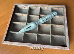 Antique Hunt Round Pointed Pens Wood & Glass Advertising Store Display Case