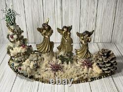 Antique Italian Christmas Scene TREE Angels Glass Ornaments TINSEL Store Display