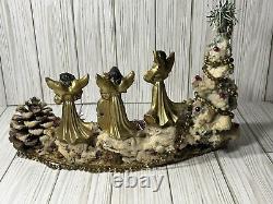 Antique Italian Christmas Scene TREE Angels Glass Ornaments TINSEL Store Display