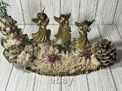 Antique Italian Christmas Scene TREE Angels Glass Ornaments TINSEL Store Display