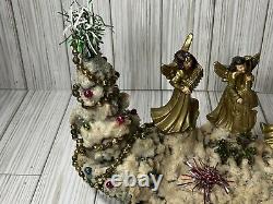 Antique Italian Christmas Scene TREE Angels Glass Ornaments TINSEL Store Display